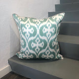 Silk Ikat Cushion Fresh Mint | Front angle view