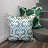Velvet and Silk Ikat Cushion Fresh Mint