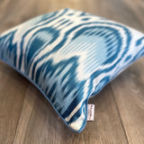Silk Ikat Cushion Raindrops with Piping