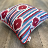 Hand-embroidered Silk Ikat Cushion Love