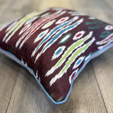 Silk Ikat Cushion Rich Soil with Pretty Piping