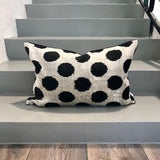 Black Dotted Velvet Ikat Pillow