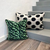 Contemporary Velvet Ikat Pillow Dots Black