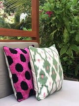Attractive Velvet Ikat Cushion Dots Purple