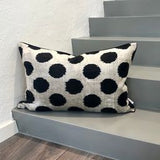 Beautiful Velvet Ikat Pillow Dots Black