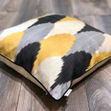 Silk Ikat Cushion Humanity with Black Piping