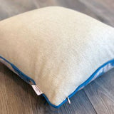 Linen backside of Velvet Ikat Cushion Dots Blue