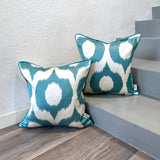 Amazing Silk Ikat Cushions Ogee Turquoise