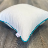Linen backside of Silk Ikat Cushion Ogee Turquoise with Zipper