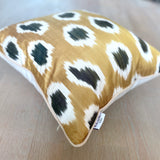 Silk Ikat Cushion Café au lait with Piping
