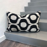Velvet Ikat Pillow Ogee Black front