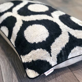 Velvet Ikat Cushion Ogee Black | Velvet Ikat Pillow Ogee Black