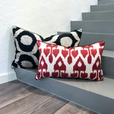 Velvet Ikat Cushion Ogee Black | Velvet Ikat Pillow Ogee Black