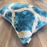 Velvet Ikat Cushion Blue Balance
