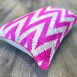 Velvet Ikat Pilow Zigzag Pink close view