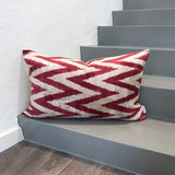 Velvet Ikat Pillow Zigzag Red front