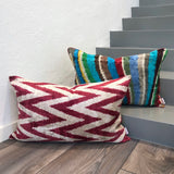 Velvet Ikat Pillow Zigzag Red with other variant
