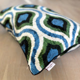 Velvet Ikat Pillow Aquamarine double-sided