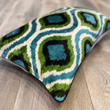 Velvet Ikat Pillow Aquamarine close view