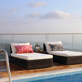 Velvet Ikat Pillow Blue Paradise with pink paradise