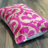 Velvet Ikat Pillow Pink Paradise close view