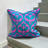 Velvet Ikat Cushion Caribbean