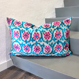 Velvet Ikat Pillow Happy front