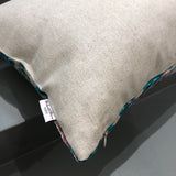 Velvet Ikat Pillow Happy close view