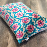 Velvet Ikat Pillow Happy front.