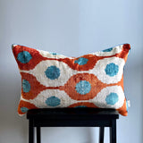 Velvet Ikat Pillow Birds Nest double-sided front