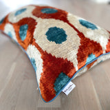Velvet Ikat Pillow Birds Nest double-sided front.