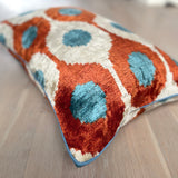 Velvet Ikat Pillow Birds Nest double-sided.