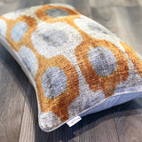 Velvet Ikat Pillow Birds Pale front