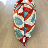 Velvet Ikat Pillow Aquamarine upper view