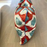 Velvet Ikat Pillow Aquamarine from different angle