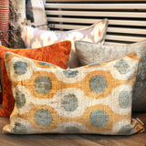 Velvet Ikat Pillow Birds Pale.