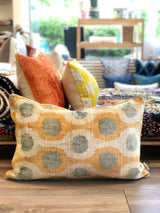 Velvet Ikat Pillow Birds Pale