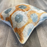 Velvet Ikat Cushion Birds Pale.