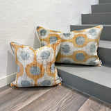 Velvet Ikat Cushion Birds Pale with Velvet Ikat Pillow Birds Pale