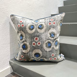 Velvet Ikat Cushion Sapphire front