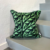 Velvet Ikat Cushion Tropical Leaves front