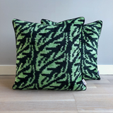Velvet Ikat Cushion Tropical Leaves front.