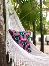 Velvet Ikat Cushion Miami Vice side angle