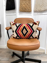 Velvet Ikat Pillow Boho on chair