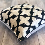 Velvet Ikat Cushion Black Flowers