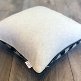 Velvet Ikat Cushion Black Flowers backside