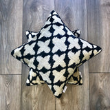 Velvet Ikat Cushion Black Flowers on another Velvet Ikat Cushion Black Flowers