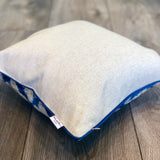 Velvet Ikat Cushion Blue Flowers backside