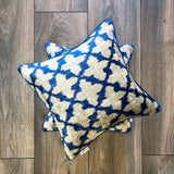 Velvet Ikat Cushions Blue Flowers making star