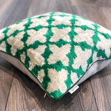 Velvet Ikat Cushion Green Flowers